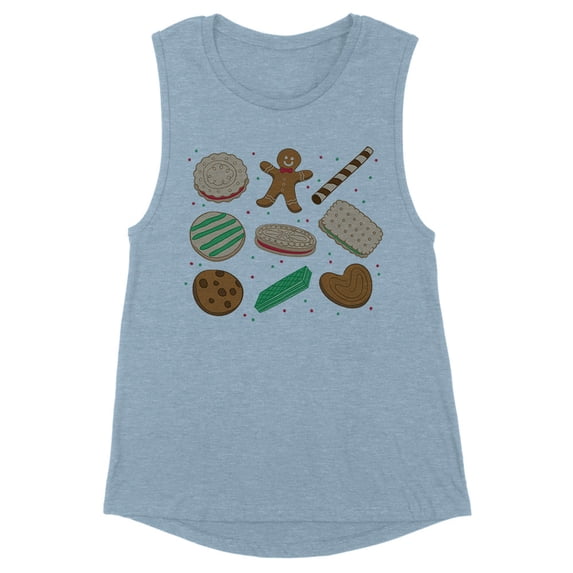 Christmas Cookie Grid Women's Muscle Tank Small Stonewash Denim