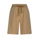 thumbnail image 5 of Pantalones de la Cintura Elástica de las Mujeres Medio Pantalones Cortos Botones de la Cintura Elástica de Verano Lino Bolsillos Pantalones, Lino de Algodón, 5 of 9