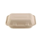 150 Count - Biodegradable 9x6 Take Out Food Containers with Clamshell Hinged Lid - Eco Friendly Sugarcane Bagasse 100% Compostable, Recyclable, ToGo, Restaurant Carry Out, Party Take Home Boxes