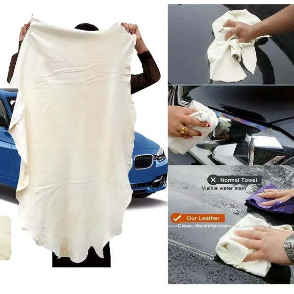 WRWolf Extra Large Natural Chamois Leather Car Cleaning Cloth – Absorbent & Quick Dry Towel