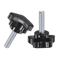 thumbnail image 1 of Uxcell 2-Pack Perillas de Sujeción en Forma de Estrella, Tornillo de Manejo de Rosca Macho M8x30mm, Reemplazo de Mango de Apriete a Mano [39mm, Negro], 1 of 1