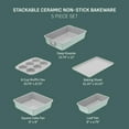 thumbnail image 3 of T-fal Stackable Ceramic Bakeware, 5 Piece Nonstick Bakeware Set, Mint Green, Oven Safe 450°F, 3 of 9