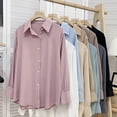 thumbnail image 2 of Camisa de gasa de moda coreana para mujer, cuello vuelto, manga larga, suelta, blusa de oficina de color liso que combina con todo para mujer, 2 of 6