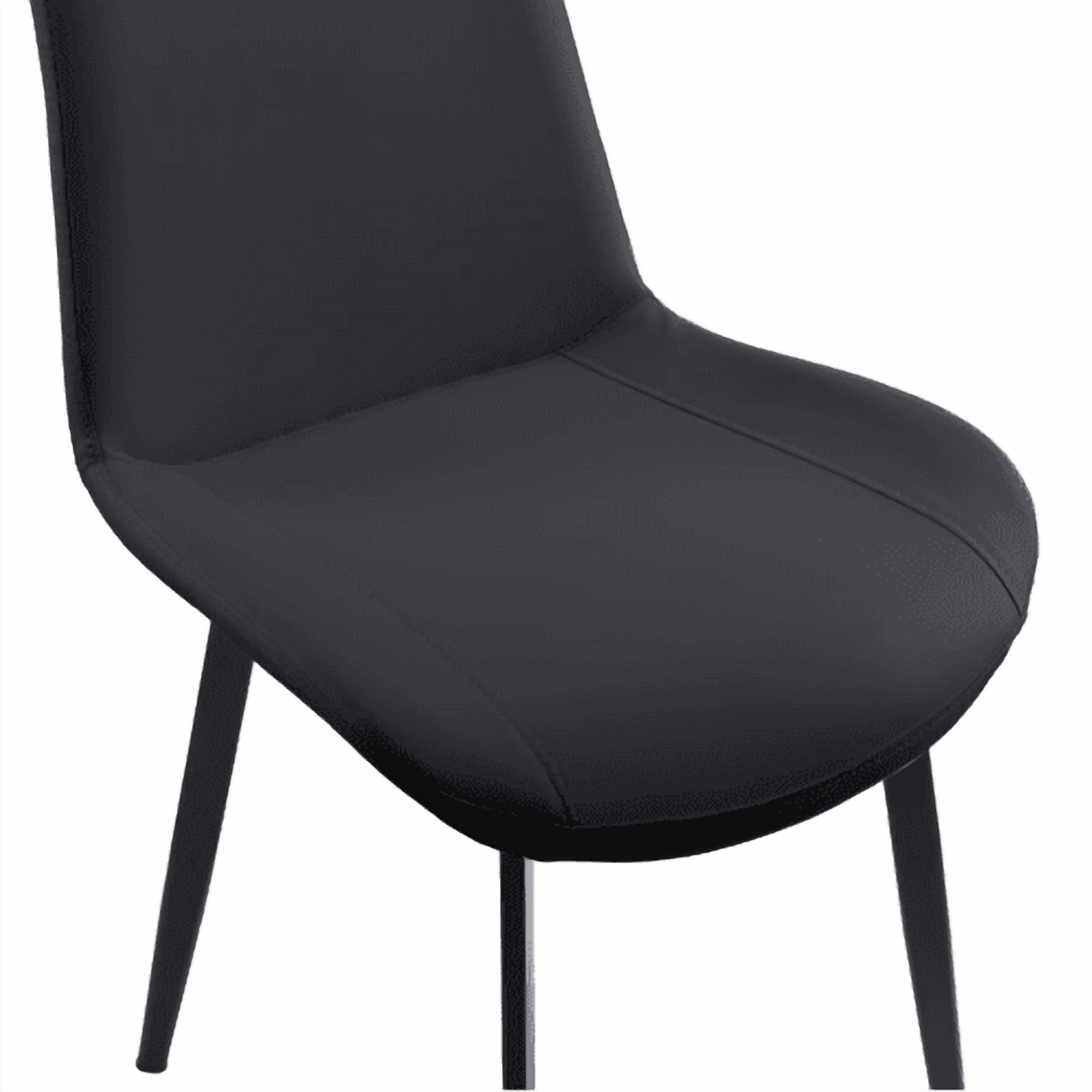 PU Leather Dining Chairs Set of 4, Modern Upholstered Kitchen Chairs with Metal Legs for Dining Room, Restaurant, Living Room, Meeting Room, Black