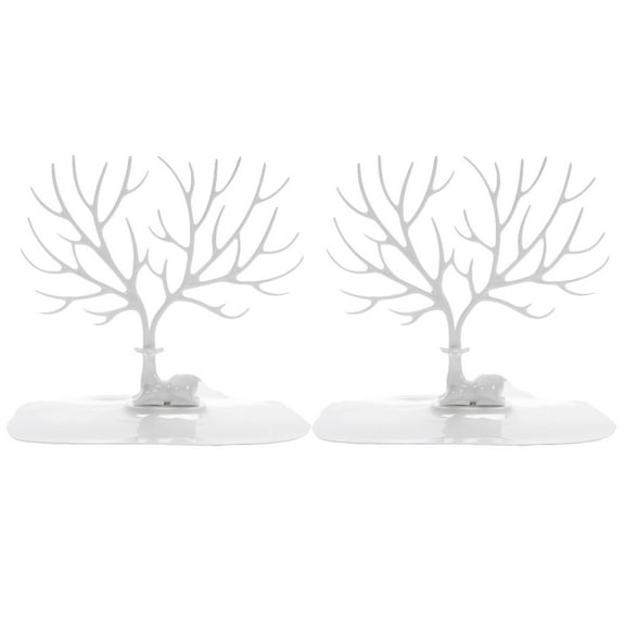 2 Pack Jewelry Organizer Stand Display Necklace Holder Antlers Desk Organizer Tree Tower for Show Jewelry Hanging Pendant Earring Bracelet Ring Accessorie, White