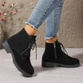 thumbnail image 5 of Women's Ankle Boots Casual Chunky Heel Round Toe Side Zipper Lace-Up Soft Suede Low Heel Fashion Footwear, 5 of 10