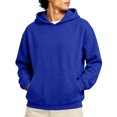 thumbnail image 2 of Men's Solid Color Pullover Hoodie, Long Sleeve Loose Fit Fall Casual Streetwear Sweatshirt with Front Pocket Royal Blue 3XL, 2 of 5