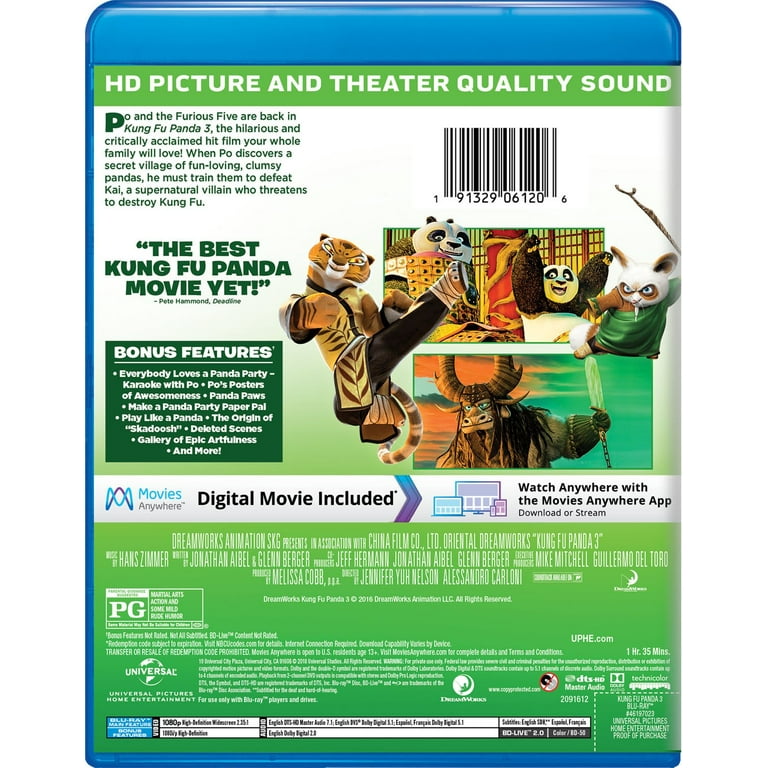 Universal Studios, Blu-ray, Kung Fu Panda 3, New Box Art - Walmart.com