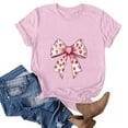thumbnail image 5 of EchfiProm Womens T shirts Graphic Tee Valentine Valentine Day Summer Pink Bow Print Shirts for Lover Short Sleeve, 5 of 5