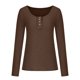 thumbnail image 4 of ICHUANYI Clearance Women's Casual Solid Color Buttons Long Sleeve V-Neck Loose Shirt Blouse Top(Coffee, XL) ICHUANYI WER2023081111469, 4 of 8