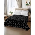 thumbnail image 2 of Black Morocco Queen Size Flat Sheet, Wrinkleproof & Fadeproof Cooling Flat Bed Sheet Only, Geometric Leaf Diamond Lattice Abstract Breathable Soft Bedding Top Sheets 90 x 102 Inches, 2 of 8