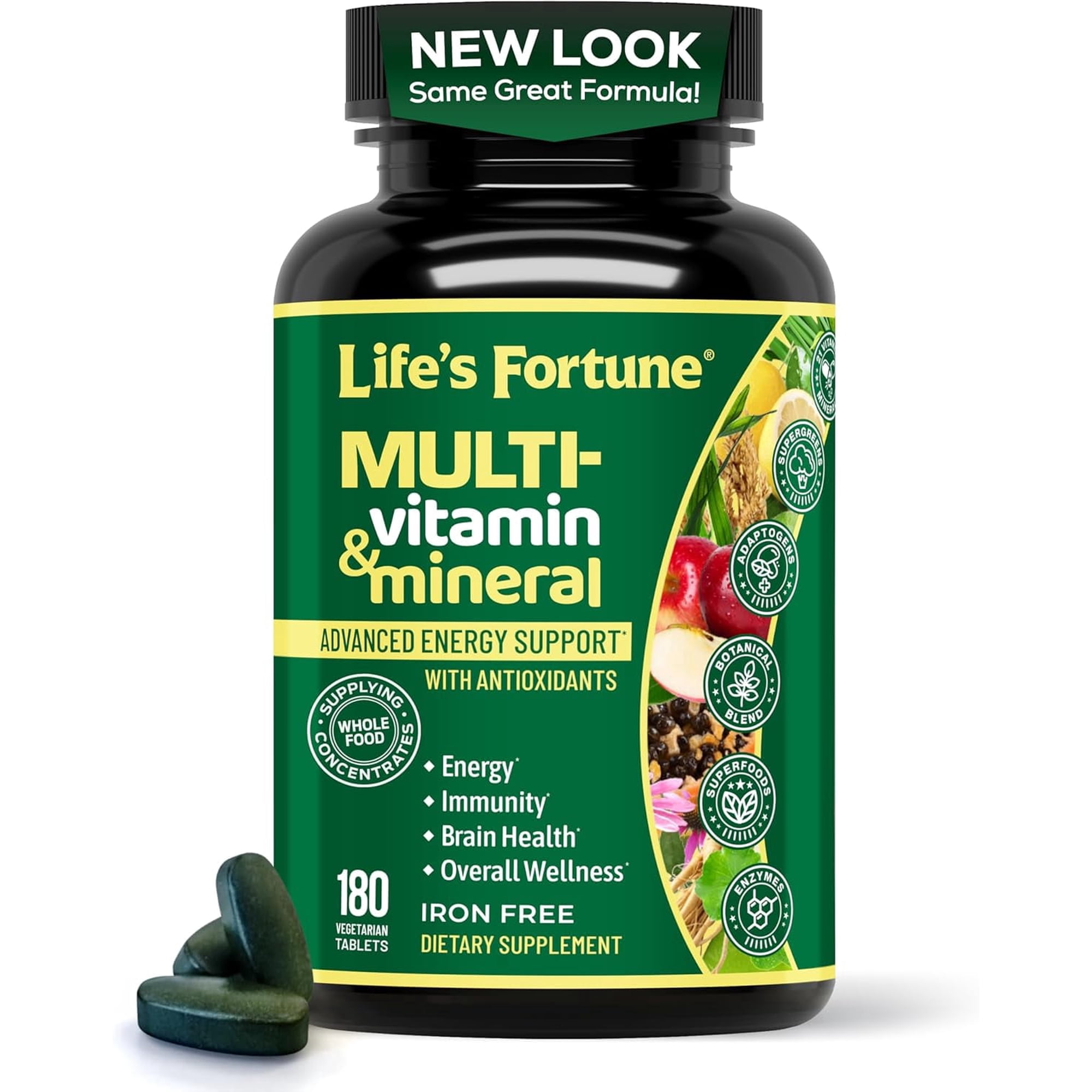 Life's Fortune Multivitamin & Mineral Tablets, 180 Count, Multivitamins With Minerals, Daily Multivitamin, Fast Absorbing Multiple Vitamins