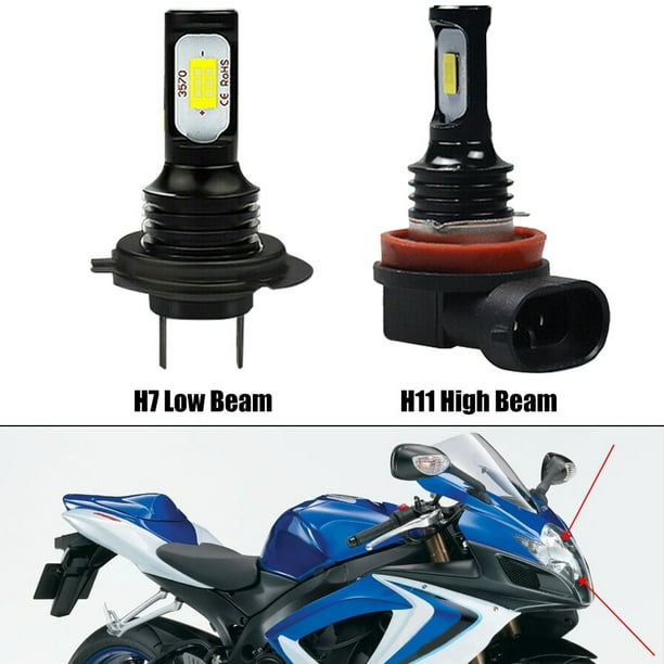 For Suzuki GSXR 600 750 2011-2020 6000K LED Headlight Bulbs High