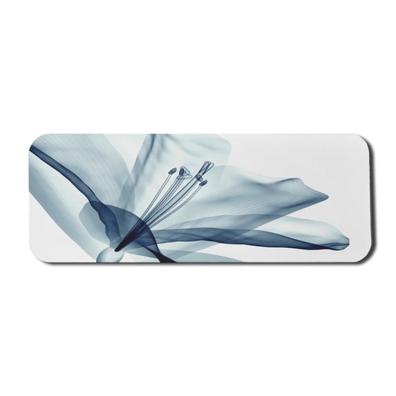Flower Computer Mouse Pad, Close Look to Flora Arrangement X-ray Effect Nature Image Artwork Print, Rectangle Non-Slip Rubber Mousepad Large, 31" x 12" Gaming Size, Teal White, by Ambesonne