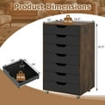 thumbnail image 7 of Barara King 7-Drawer Chest Wooden torage Cart with Lockable Wheels, Organization Storage Cart for Home Office, Living Room, Entryway, Rustic Brown, 7 of 7