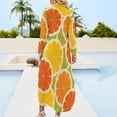 thumbnail image 5 of 2024 Colorful Fruit Print Casual Dress Orange Lemon Street Fashion Dresses V Neck Elegant Chiffon Dress Long Sleeve Vestido Big Size, 5 of 7