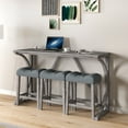 thumbnail image 6 of 4 Pieces Industrial Breakfast Table Set, Kitchen Bar Table With Power Outlet, 1 Dining Table And 3 Upholstered Stools, For Small Space, Apartment, 6 of 9