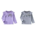 thumbnail image 1 of (Lot de 2) Rinsvye T-Shirts à Col Rond Doux pour Tout-Petits Filles Hauts Confort Basique Tout-Petit Extra Large Imprimé Manches Longues T-Shirts à Manches Longues Blouse, 1 of 4