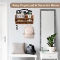 thumbnail image 2 of White Decorative Wooden Wall Key & Mail Organizer - 6 Hooks with Storage Basket & 2 Compartments, 2 of 8