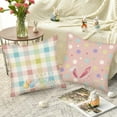 thumbnail image 3 of Happy Easter Pillow Covers 18x18 Inch Set of 4 Rabbit Bunny Egg Hunt Spring Farmhouse Decorative Throw Pillow Cases Blue Pink Cushion Cover for Kids Room Couch Home Decor, 3 of 6