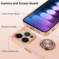 thumbnail image 3 of Case Designed for iPhone 15 Pro with Phone Ring Stand Full Body Protection Plated Rose Gold Edge Luxury Case for Women Men-Pink, 3 of 10