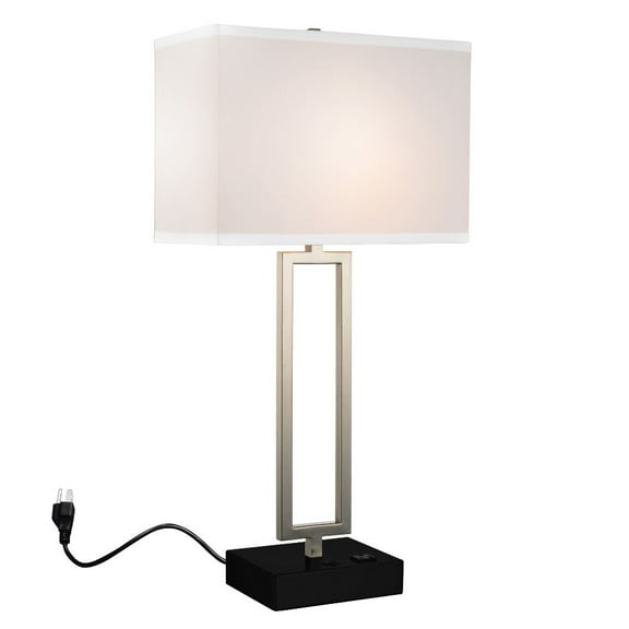 CWI Lighting Torren 1 Light Contemporary Metal Table Lamp in Satin Nickel