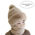 thumbnail image 5 of Grofry Women Plush Ball Decor Scarf Hat Thickened Neck Warm Windproof Hat Thick Fluffy Beanie Winter Headgear, 5 of 7
