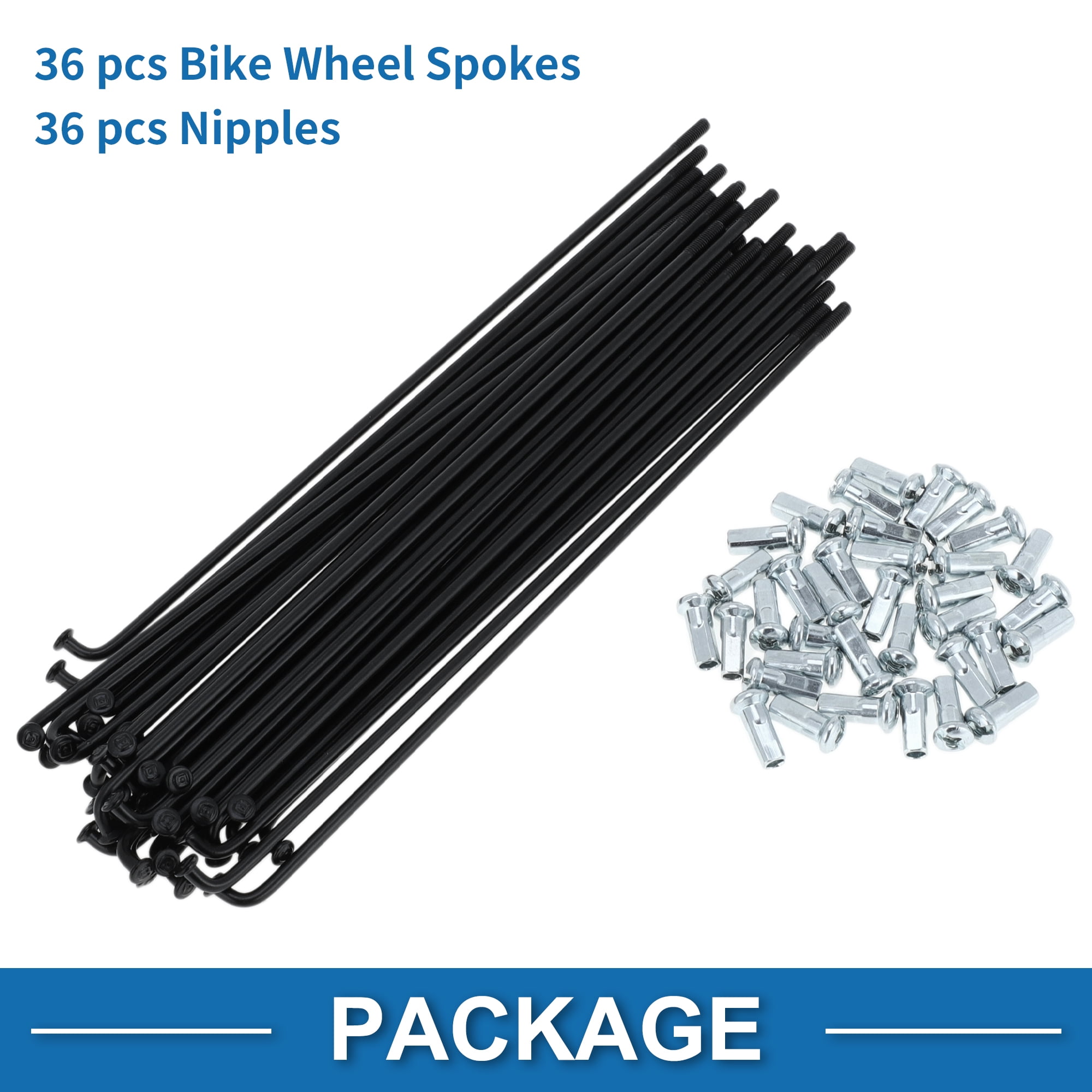 Unique Bargains 36Pcs Bicycle Spokes 12G Bike Wheel Spokes Carbon Steel Black 6.69"
