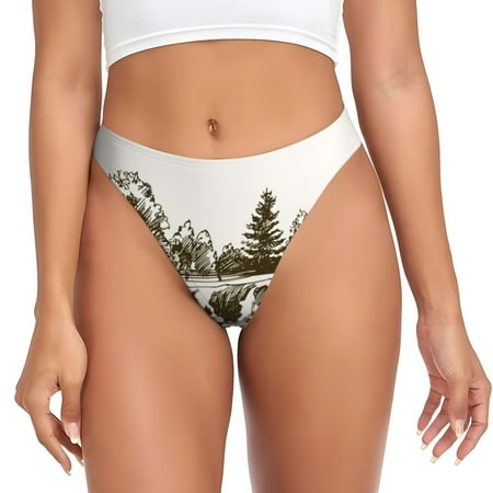 Qokaie Cows Grazing On The Meadow Printed Women s Cotton Thong Underwear  Sexy Breathable Panties G-string-X-Small