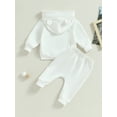 thumbnail image 4 of Mialoley Infant Baby Fall Clothes Contrast Color Rabbit Ear Long Sleeve Hoodies Elastic Waist Pants Set Winter Outfit, 4 of 9