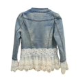 thumbnail image 3 of Chaqueta vaquera ajustada Retro de talla grande para mujer, abrigo vaquero informal con perlas de encaje -2xl, 3 of 5