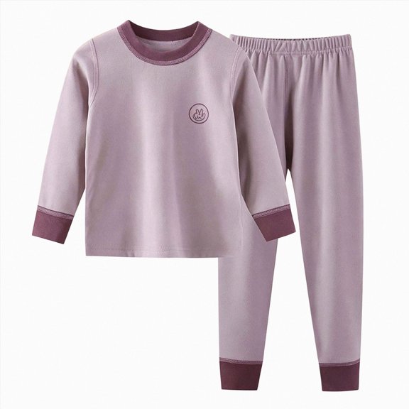 Boys 2‑Piece Solid Color Ribbed Knit Pajama Set,Long Sleeve Sleepwear for Toddlers 11-12Years