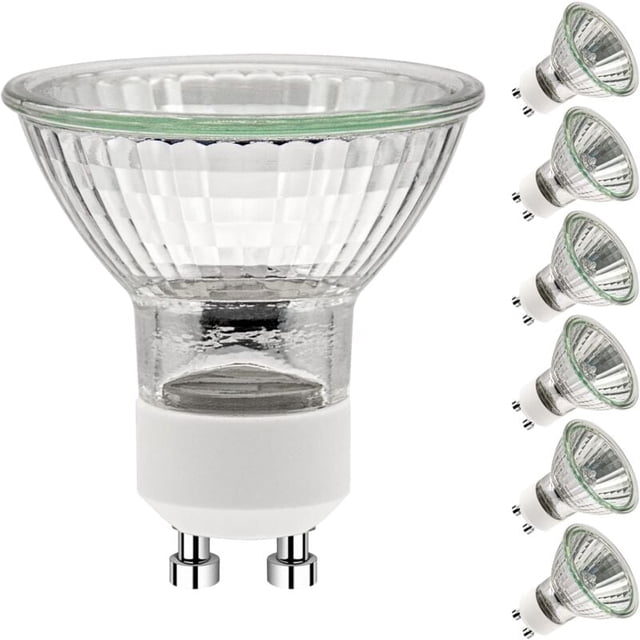 GU10 50W Bulbs, GU10 Halogen Bulbs, AC 220V 50W Spot Bulb, GU10 Halogen 2 Pin Halogen Bulbs 35° Beam Angle 2700K, Pack of 6