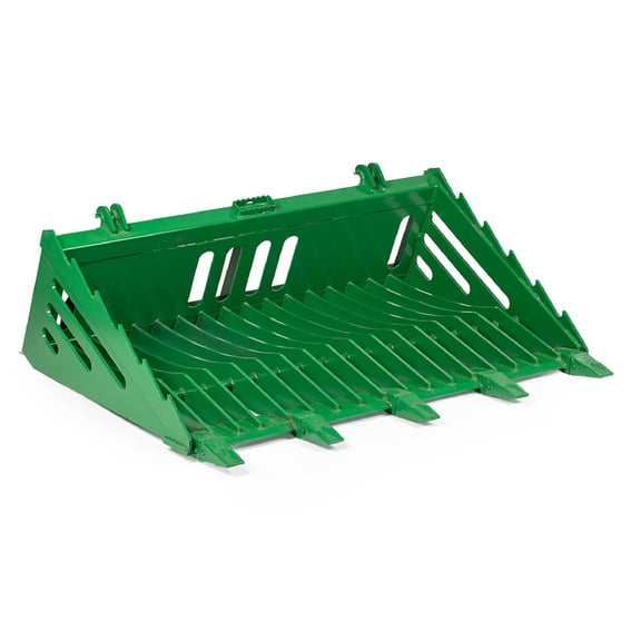 Titan Attachments 60in Fine Grade Skeleton Rock Bucket With Teeth For John Deere Loader With Hook and Pin Connection