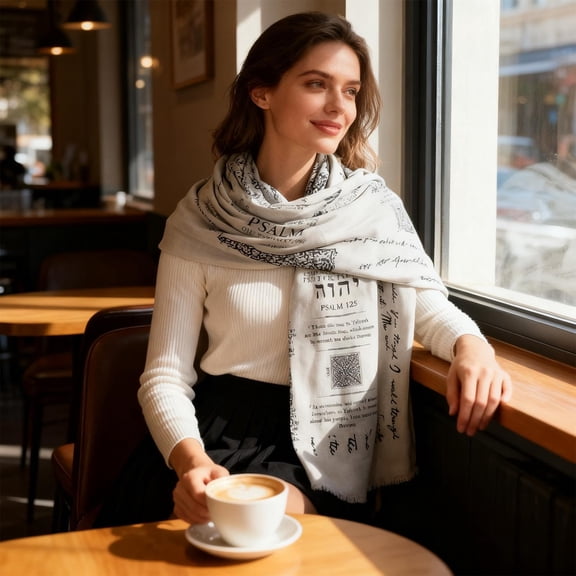 Lightweight Prayer Scarf for Women - Christian Bible Verse Protection Shawl - 66.9in*27.8in Polyester Scarf for Festival Party & Daily Use