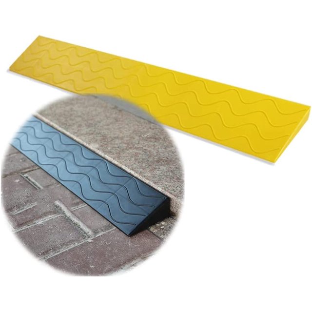 Garage Ramp Edge Door Threshold Ramp Threshold Ramp Doorway, Non-Slip Angled Entry Rated 1500 Lbs Load Capacity for Wheelchair and Scooter/Yellow/100 * 10 * 3.5Cm
