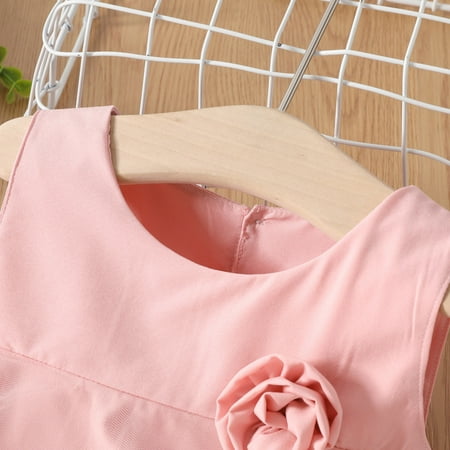

nsendm Dress Toddler Infant Flower Vacation Ruffles Kids Tulle Girls Beach 15Y Princess Sleeveless Dresses Audition Dress Dress Pink 4-5 Years