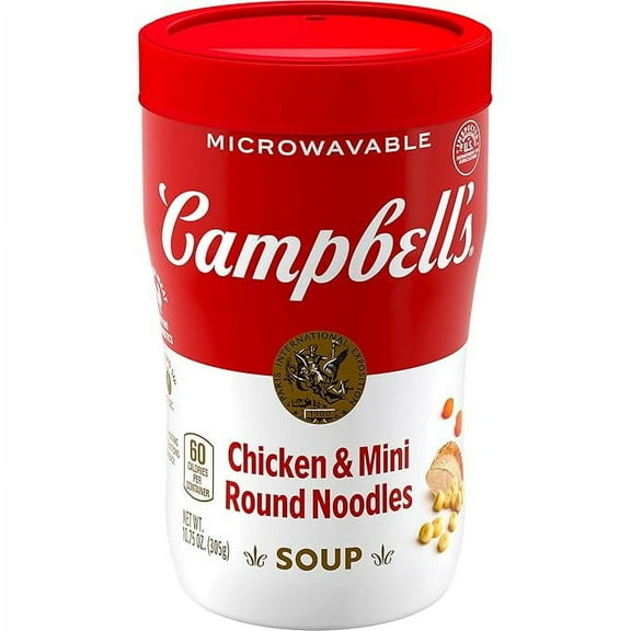 Campbell's Sipping Soup, Chicken & Mini Round Noodle Soup, 10.75 Oz Microwavable Cup(pack of 2)