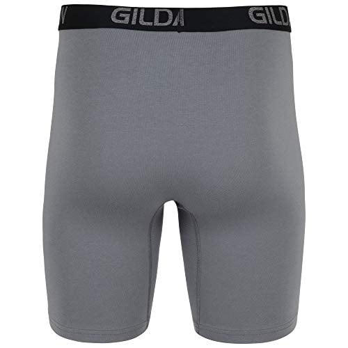 Gildan Men's Cotton Stretch Long Leg Boxer Brief, Grey Flannel/Black Soot  (4-Pack), X-Large 