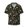 thumbnail image 2 of Lsque Vector Retro Music print Men's Cuban Collar Short Sleeve Shirt Summer Beachwear Casual Button Down Fashionable Vacation Leisure Shirt-Medium, 2 of 7