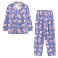 thumbnail image 2 of DISNIMO Axolotl Printed Women Two Piece Pajama Sets Long Sleeve Lounge Set with Pockets Button Up Sleepwear Casual Loose Nightwear with Long Pants, M, 2 of 7