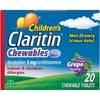 Claritin Allergy Medicine for Kids, Loratadine Antihistamine Grape Chewable Tablets, 20 Ct