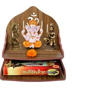 MS ENTERPRISE, Wooden Beautiful Plywood Mandir Pooja Room Home Decor Office OR Home Temple Wall Hanging Product (Brown), X-Large, BTS003
