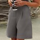 thumbnail image 5 of Bermudas Pantalones cortos informales para mujer por encima de la rodilla, ajuste holgado, pierna ancha, cremallera, traje de vacaciones Ygjytge Gris T XL para Mujer, 5 of 6