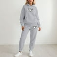thumbnail image 2 of Women's Athletic Valentine's Day Sweatsuit - 2 Piece Funny Bow Graphic Hoodie Jogger Pants Outfit, 2 of 4