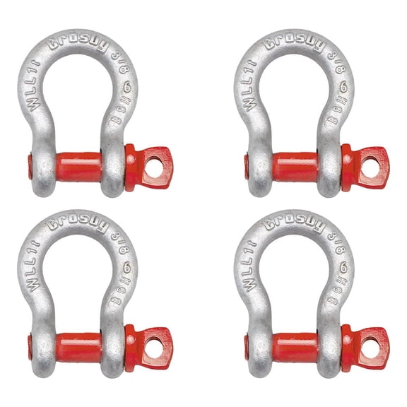 4 Pack Crosby G-209, 3/8"Anchor Shackle Forged Carbon Steel w/Alloy Screw Pin Shackle Load Limit # 1 Tons (13,200 lbs)| Heavy Duty D Ring Shackle for Towing, Rigging - 1018419