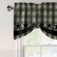 thumbnail image 4 of Sage Green Black Plaid Tie Up Valance Curtains for Windows, Kitchen Curtains Window Treatments, Vintage Star Buffalo Check Rustic Short Window Shades Valances for Bedroom Bathroom Cafe 42"x18", 4 of 8