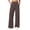 Brown, variant on Women's Wide Leg Pants High Waisted Pull On Pleated Dress Pants Straight Leg Stretchy Workout Trousers with Pockets