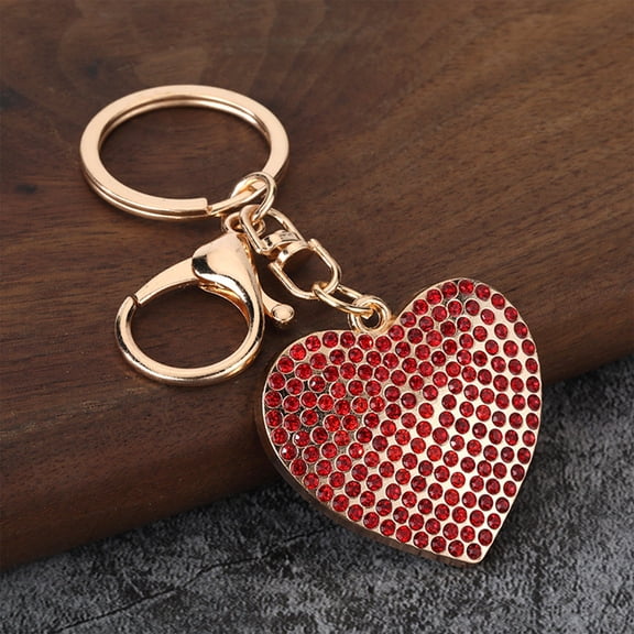 Usloyux under $5 Heart Shape Metal Keychain, Zinc Alloy Keychain with Rhinestones, Ideal Gift for Lover Friend Anniversary, Durable Rust Proof Sparkling Accessory