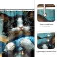 thumbnail image 3 of 4 Pcs Funny Cat Shower Curtain Set - Cute Cat Bathroom Set for Kids Boys Girls, Blue Sea Ocean Themed Shower Curtain with Rug, Toilet Cover and Bath Mat, Girl Bathroom Decor with 12 Hooks, 3 of 6